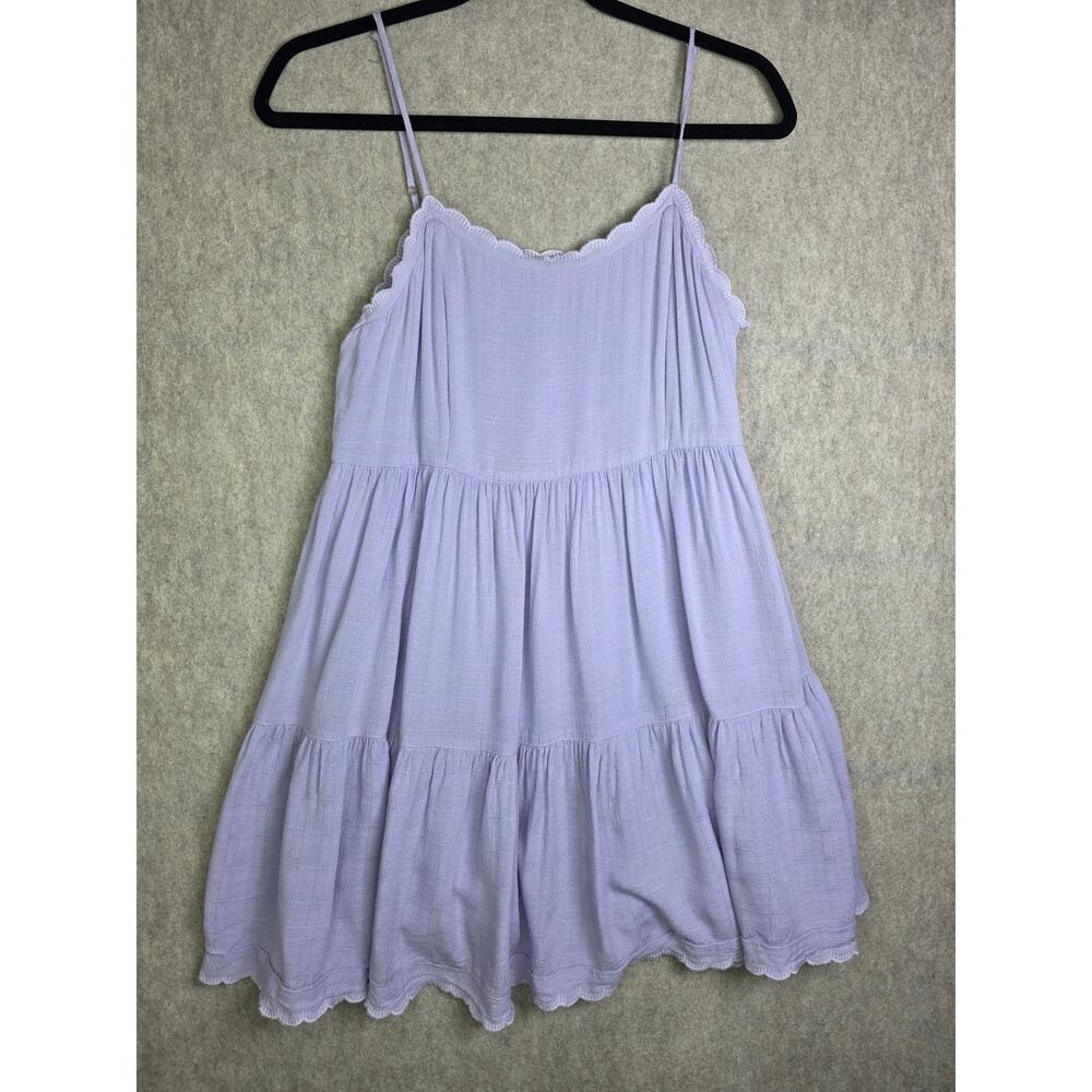 Altar'd State Lavender Babydoll Mini Dress Scallop Lace Trim Sz M Garden Cottage